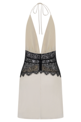 Dinah Lace And Satin Mini Dress - Black/Ivory
