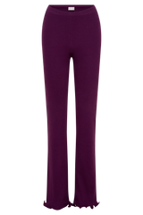 Diya Ribbed High Waisted Pants With Wire Hem - Plum