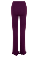 Diya Ribbed High Waisted Pants With Wire Hem - Plum