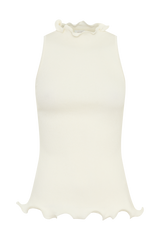 Diya Ribbed Sleeveless Top With Wire Hem - Ivory