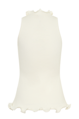 Diya Ribbed Sleeveless Top With Wire Hem - Ivory