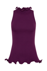 Diya Ribbed Sleeveless Top With Wire Hem - Plum