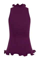 Diya Ribbed Sleeveless Top With Wire Hem - Plum