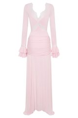 Electra Slinky Lace Maxi Dress - Ballet Pink