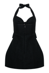 Ella Bow Detail Halter Mini Dress - Black