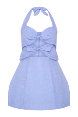 Ella Bow Detail Halter Mini Dress - Periwinkle Blue