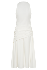 Emily Wrapped Waist Midi Dress - White