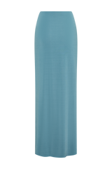 Erina Slinky Ruched Maxi Skirt With Hardware - Teal
