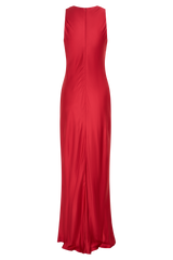 Esme Plunge Satin Maxi Dress - Red