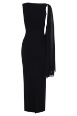 Farid Bandage Maxi Dress With Chiffon - Black