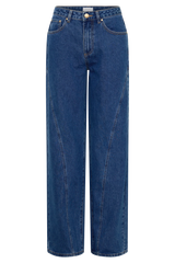 Georgette Mid Rise Paneled Denim Jeans - Dark Blue