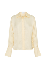 Gia Long Sleeve Satin Shirt - Buttermilk