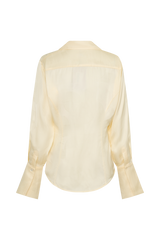 Gia Long Sleeve Satin Shirt - Buttermilk