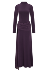Grayson Knit Chiffon Maxi Dress - Plum