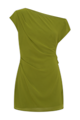 Hannah Asymmetric Neckline Mini Dress - Olive