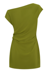 Hannah Asymmetric Neckline Mini Dress - Olive