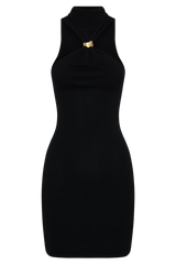 Hector Halter Neck Knit Mini Dress - Black