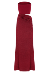 Jasiel Strapless Knit Maxi Dress - Red