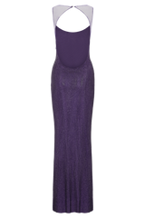Jasmyn Hot Fix Maxi Dress With Mesh Back - Purple