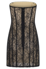 Jeannette Panelled Lace Mini Dress - Black