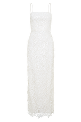 Josefa Sequin Lace Maxi Dress - White