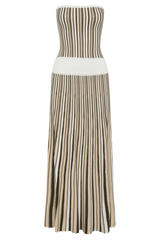 Joyce Stripe Maxi Knit Dress - Khaki/Ivory