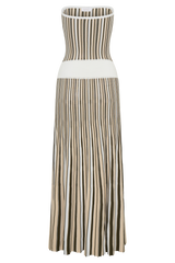 Joyce Stripe Maxi Knit Dress - Khaki/Ivory
