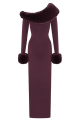 Karleigh Faux Fur Knit Maxi Dress - Plum