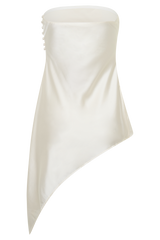 Kayla Silk Blend Strapless Asymmetric Top - Ivory