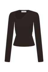 Kaylen Knit Long Sleeve Top - Dark Chocolate