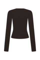 Kaylen Knit Long Sleeve Top - Dark Chocolate