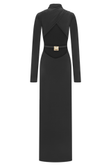 Kiyah Slinky Cut Out Maxi Dress - Black