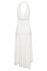 Krish Hankie Halter Midi Dress - White