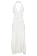 Krish Hankie Halter Midi Dress - White