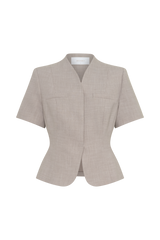 Laila Suiting Short Sleeve Top - Grey