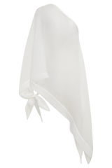 Leilani Sheer Draped Asymmetric Top - Ivory