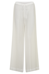 Leilani Sheer Drawstring Wide Leg Pants - Ivory