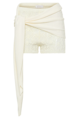 Liora Crochet Shorts With Knit Overlay - Ivory