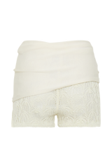 Liora Crochet Shorts With Knit Overlay - Ivory