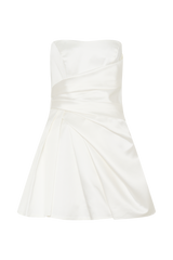 Lora Strapless Satin Mini Dress - White