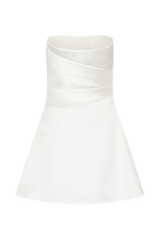 Lora Strapless Satin Mini Dress - White