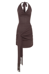Lucien Cowl Neck Mini Dress - Peppercorn