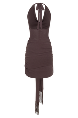 Lucien Cowl Neck Mini Dress - Peppercorn