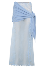 Lucy Lace And Knit Skirt - Cornflower Blue