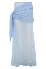 Lucy Lace And Knit Skirt - Cornflower Blue
