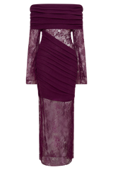 Luxie Lace Knit Maxi Dress - Plum