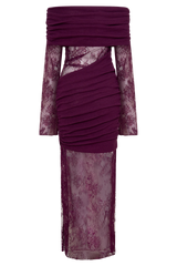 Luxie Lace Knit Maxi Dress - Plum