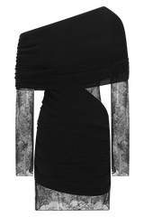 Luxie Lace Knit Mini Dress - Black