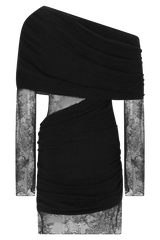Luxie Lace Knit Mini Dress - Black