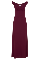 Mabel Off Shoulder Chiffon Maxi Dress - Merlot
